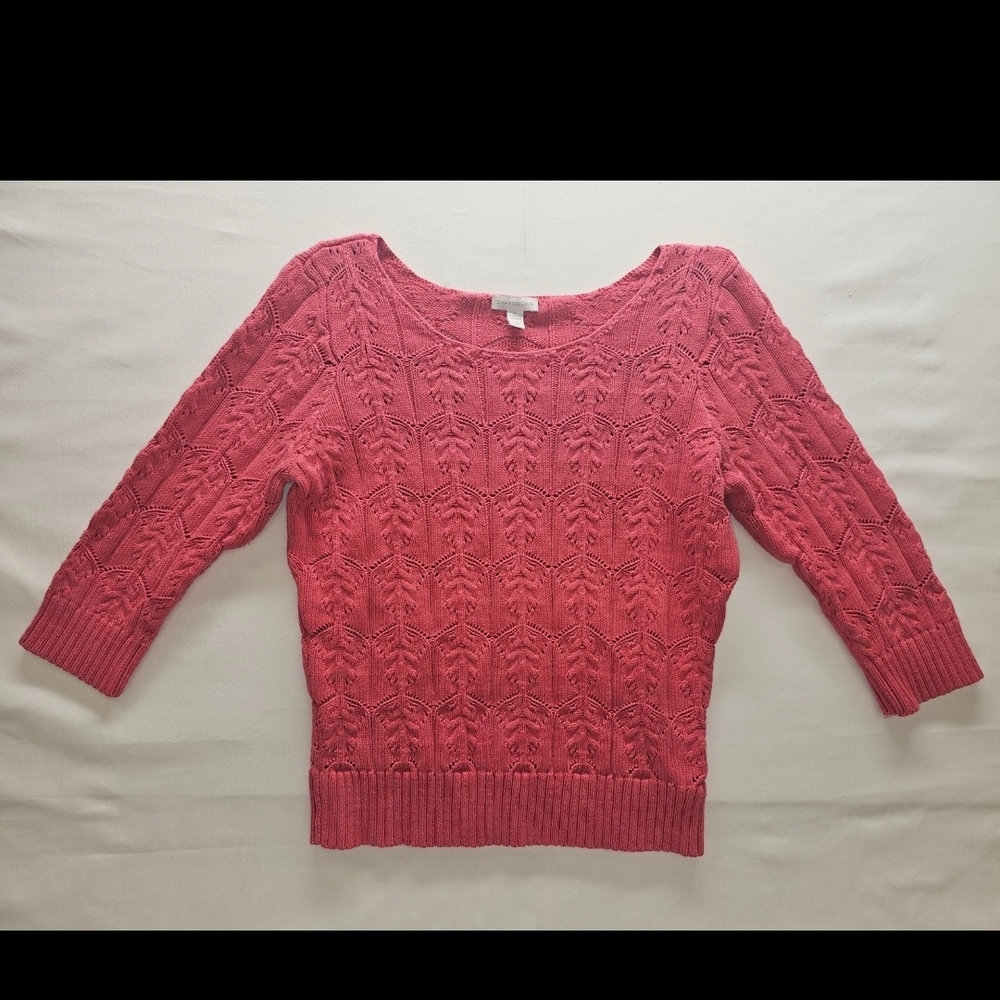 Charter Club Coral‎ Cable-Knit Scoop Neck Sweater Easter Cottage Career Spring
